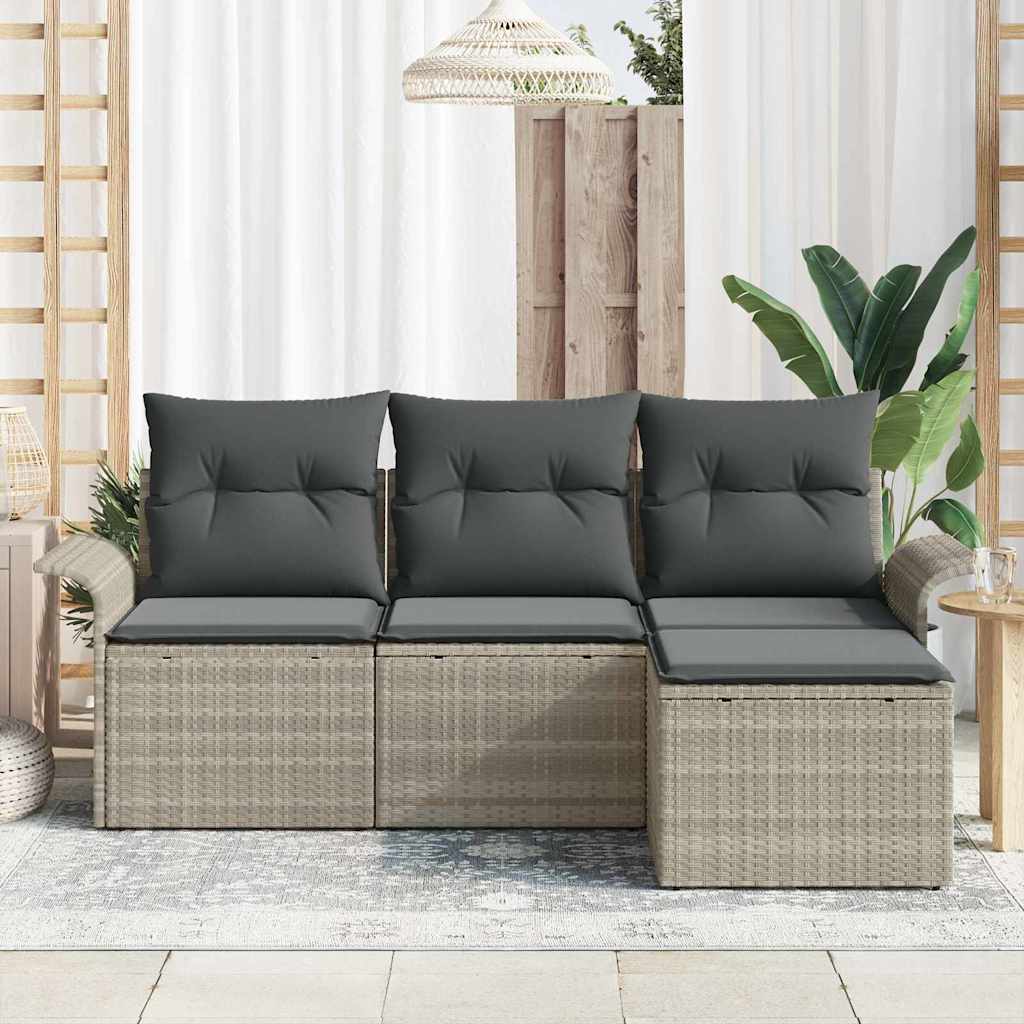 Bankstel 4 st 4-Aantal zitplaatsen Grijs poly rattan