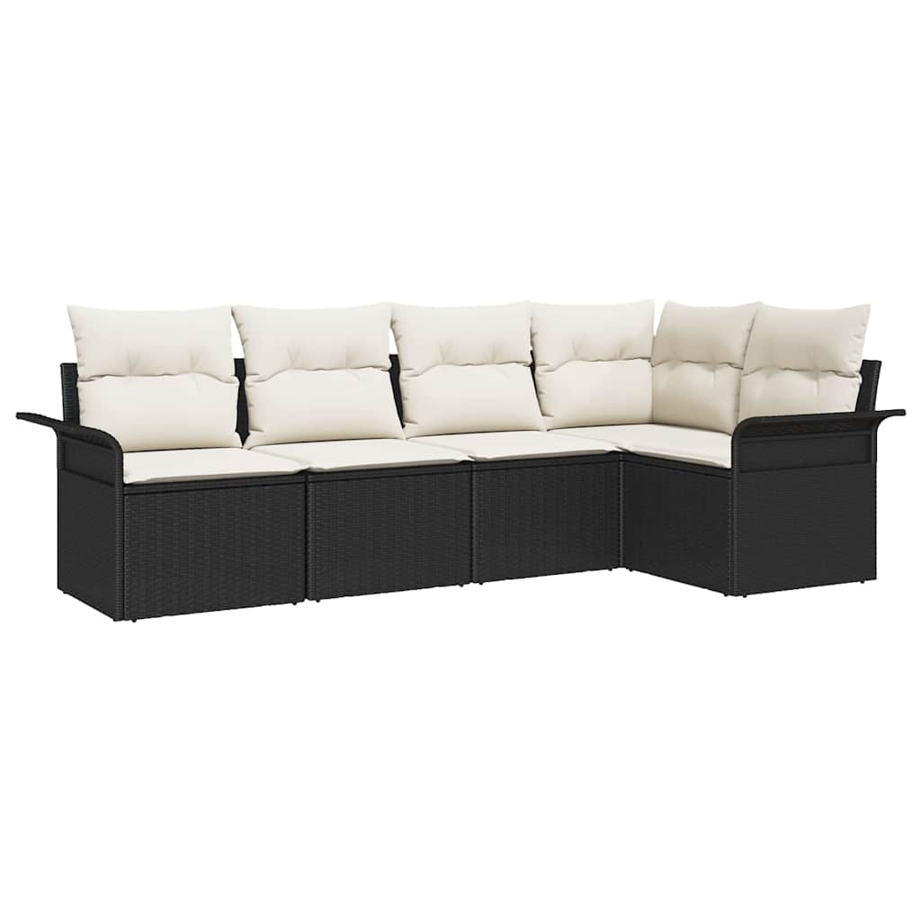 Tuin Sofa Set 5 st Zwart poly rattan