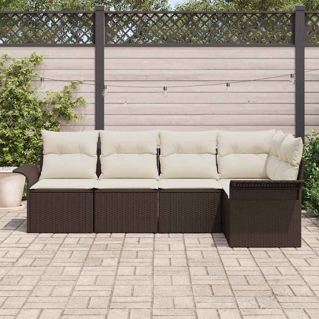 Tuin Sofa Set 5 st Bruin poly rattan