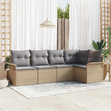 Tuin Sofa Set 5 st Beige poly rattan