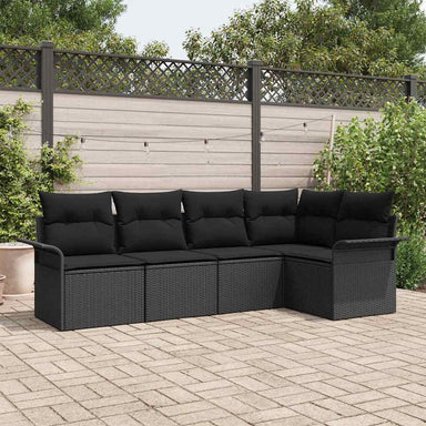 Tuin Sofa Set 5 st Zwart poly rattan