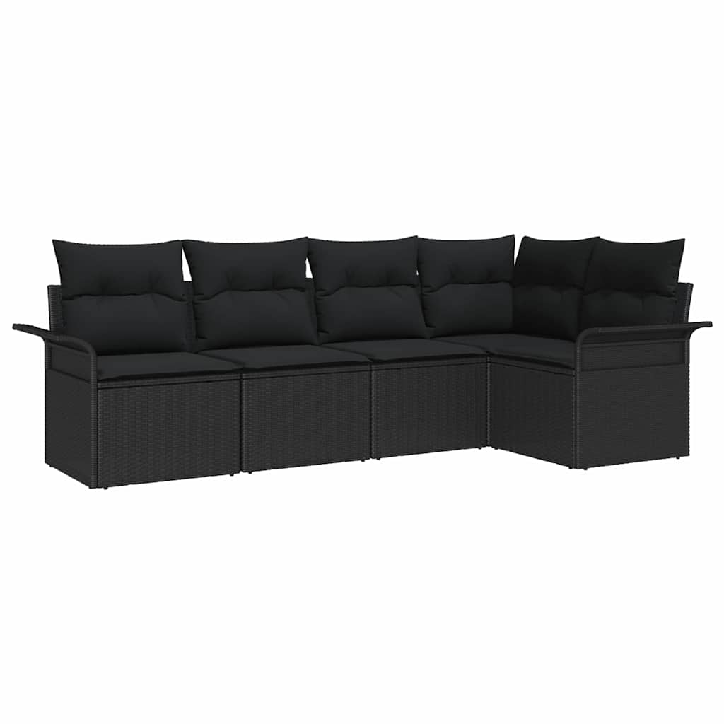 Tuin Sofa Set 5 st Zwart poly rattan