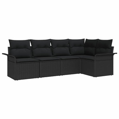 Tuin Sofa Set 5 st Zwart poly rattan