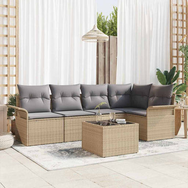 Tuin Sofa Set 6 st Beige poly rattan