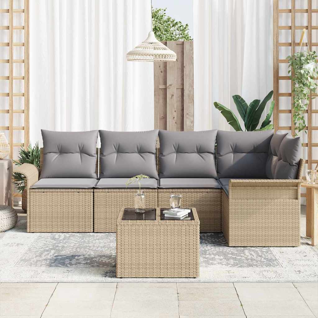 Tuin Sofa Set 6 st Beige poly rattan