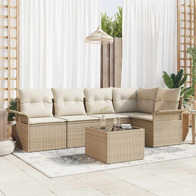 Tuin Sofa Set 6 st Beige poly rattan