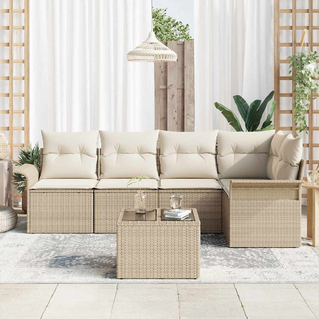 Tuin Sofa Set 6 st Beige poly rattan