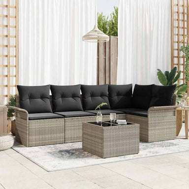 Tuin Sofa Set 6 st Grijs poly rattan