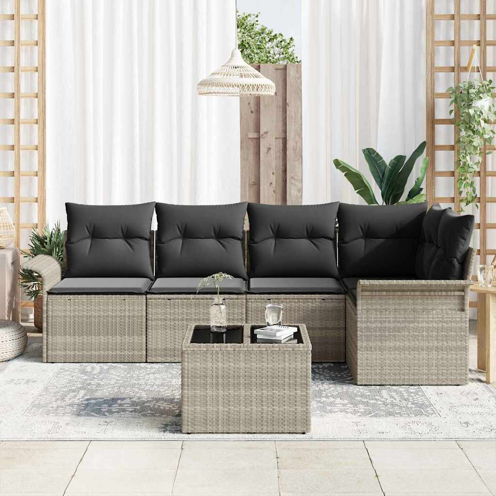 Tuin Sofa Set 6 st Grijs poly rattan