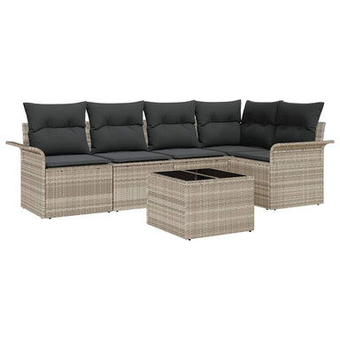 Tuin Sofa Set 6 st Grijs poly rattan