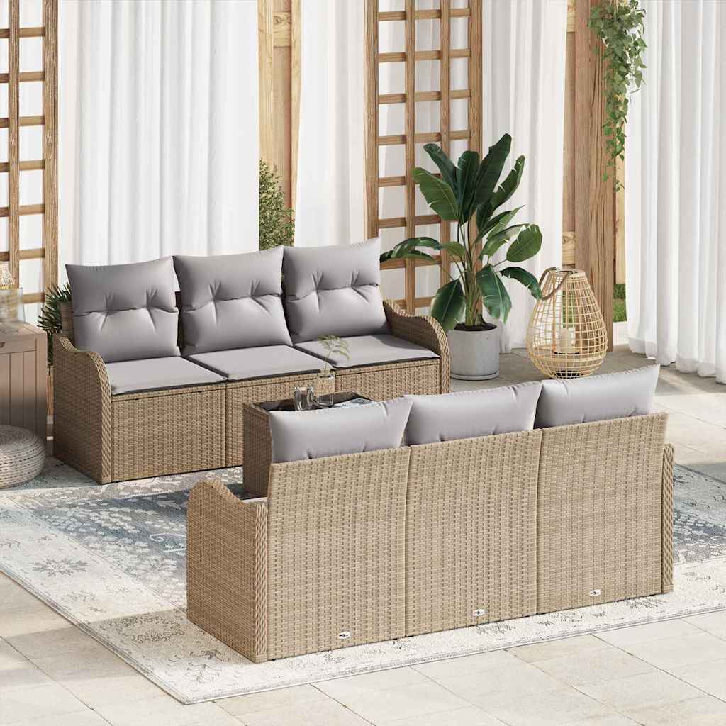 Tuin Sofa Set Beige 55 x 55 x 37 cm poly rattan