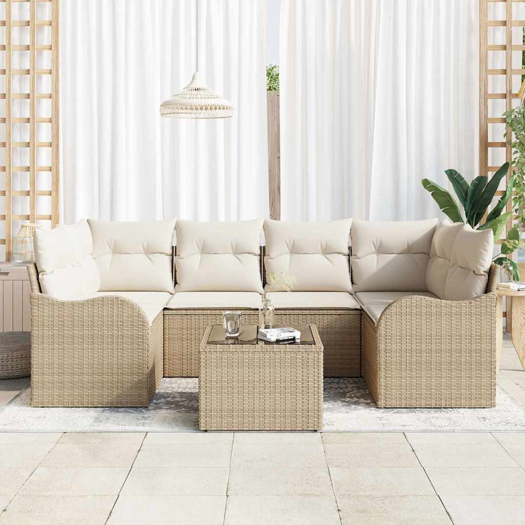 Tuin Sofa Set Beige 55 x 55 x 37 cm poly rattan