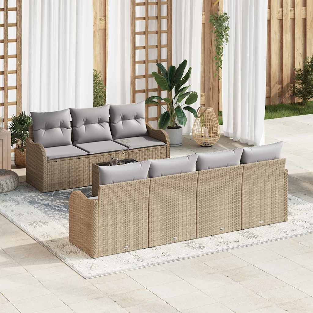 Tuin Sofa Set Beige 55 x 55 x 37 cm poly rattan