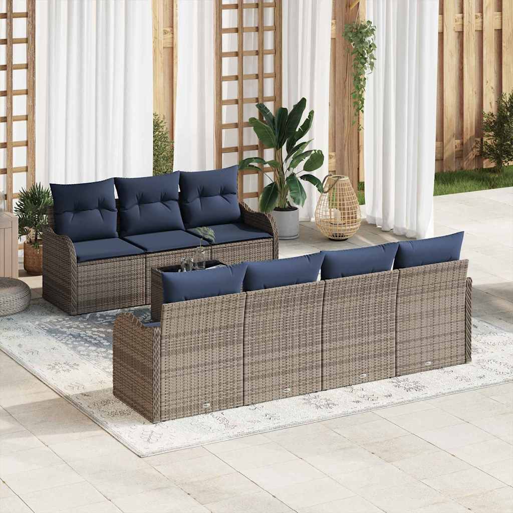 Bankstel 8 st 7-Aantal zitplaatsen Grijs poly rattan