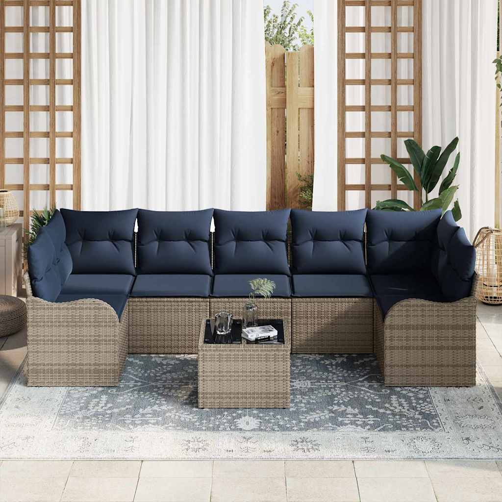 Bankstel 8 st 7-Aantal zitplaatsen Grijs poly rattan
