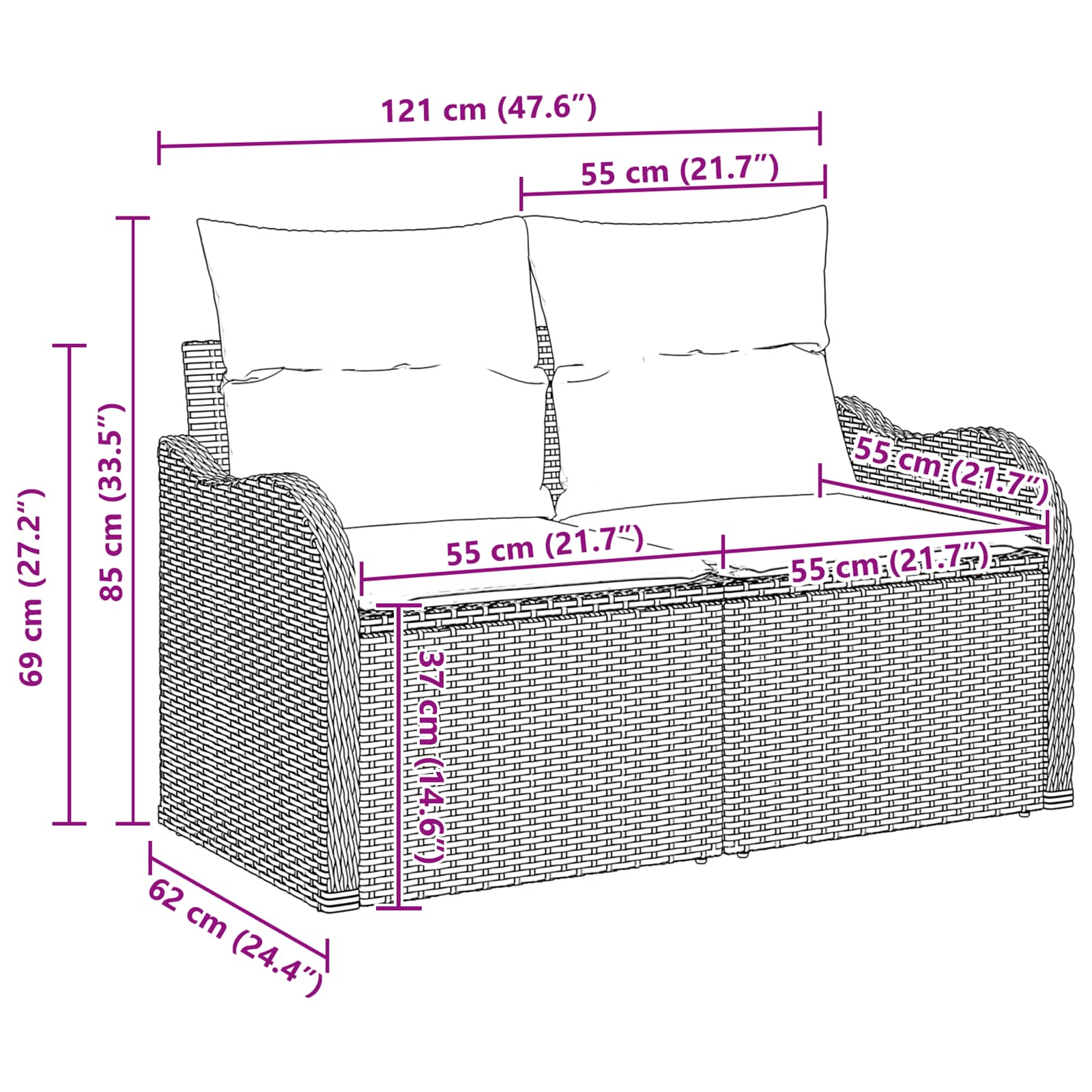 Bankstel 8 st 7-Aantal zitplaatsen Grijs poly rattan