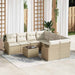 Tuin Sofa Set 9 st 8-Aantal zitplaatsen Beige poly rattan