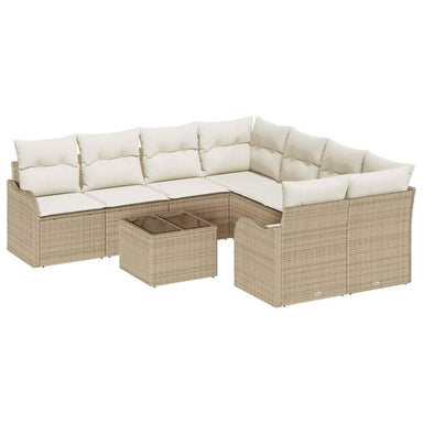 Tuin Sofa Set 9 st 8-Aantal zitplaatsen Beige poly rattan
