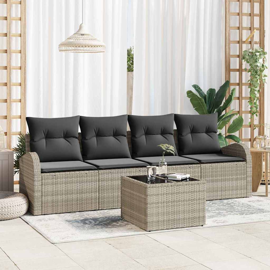 Tuin Sofa Set Lichtgrijs 55 x 55 x 37 cm poly rattan