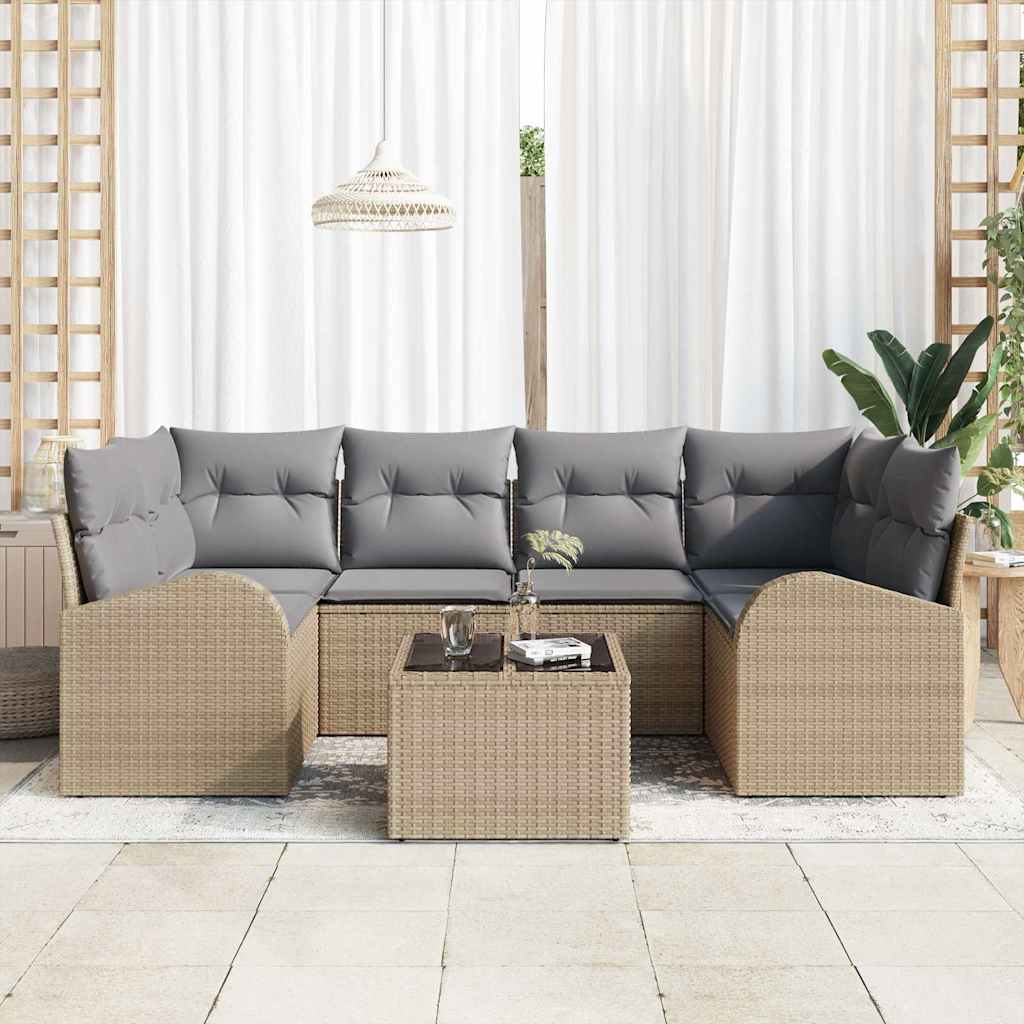 Tuin Sofa Set Beige 55 x 55 x 37 cm poly rattan