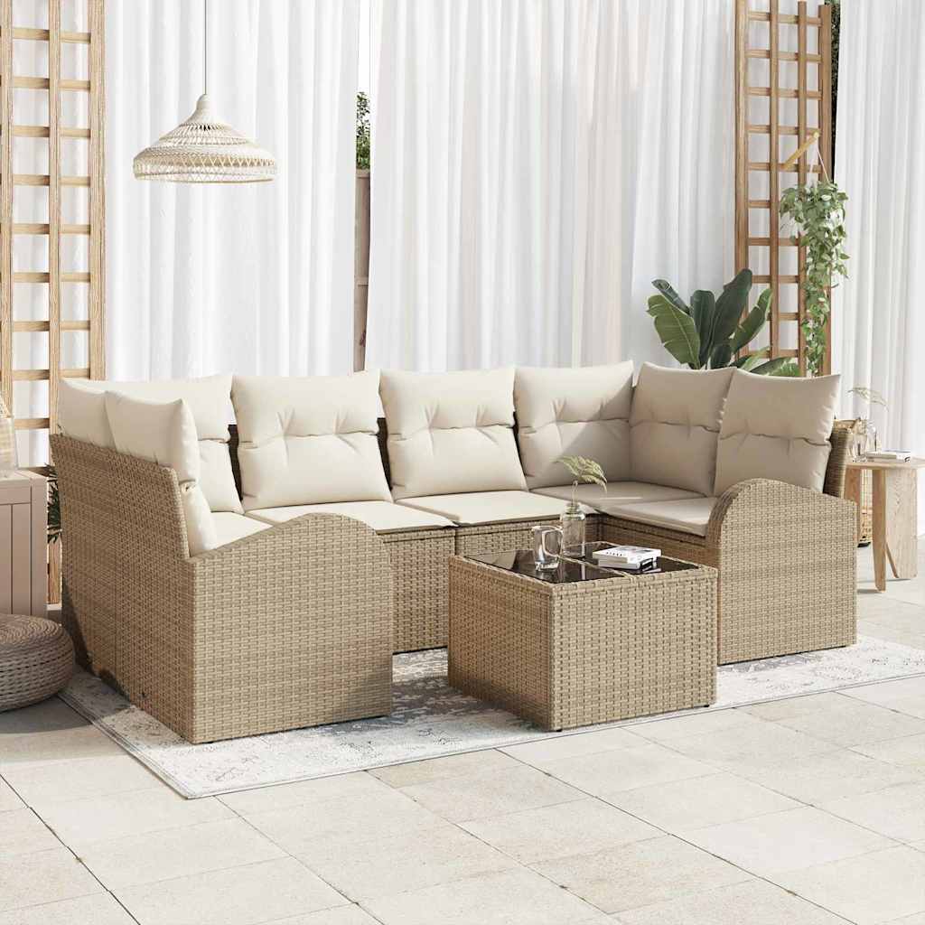 Tuin Sofa Set Beige 55 x 55 x 37 cm poly rattan
