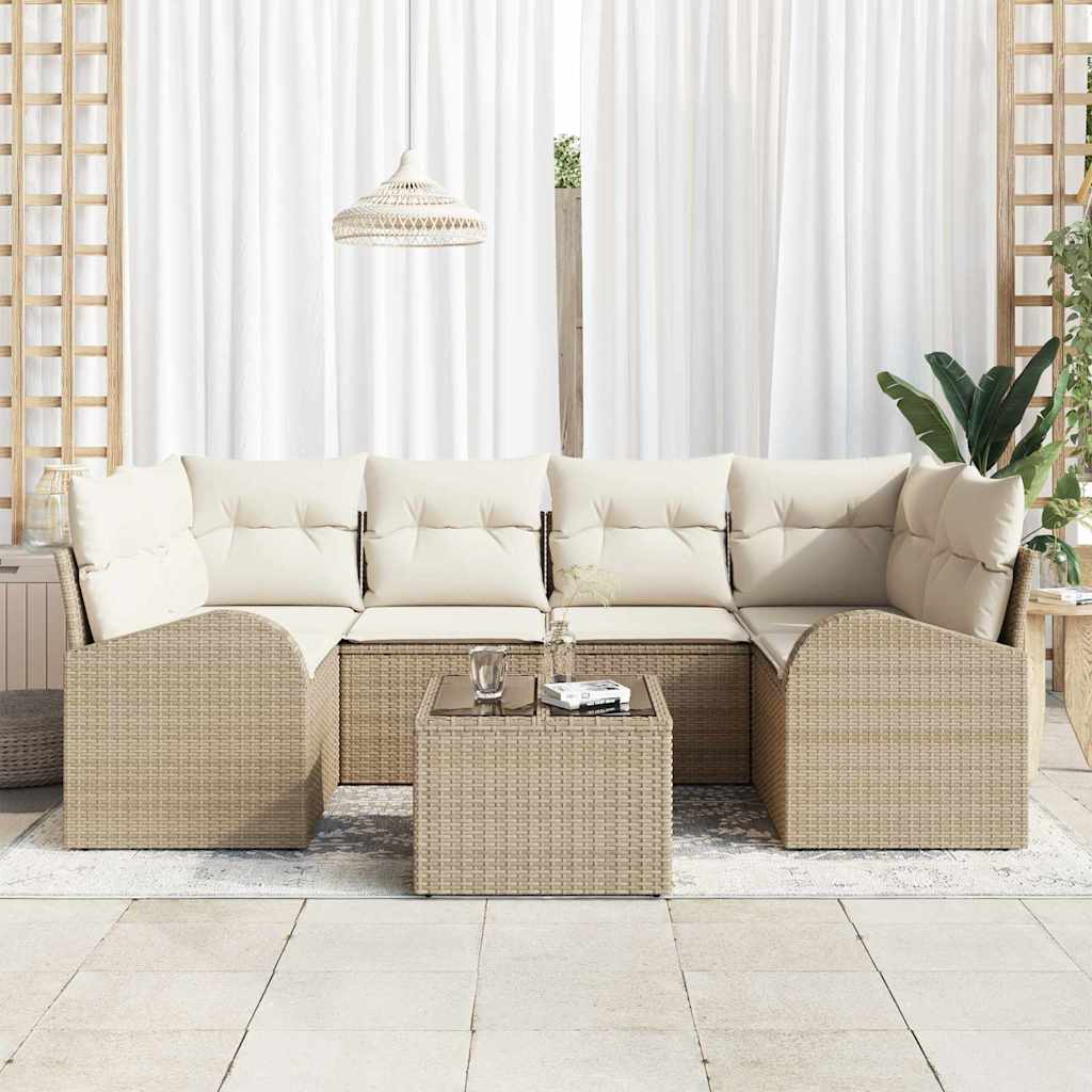 Tuin Sofa Set Beige 55 x 55 x 37 cm poly rattan