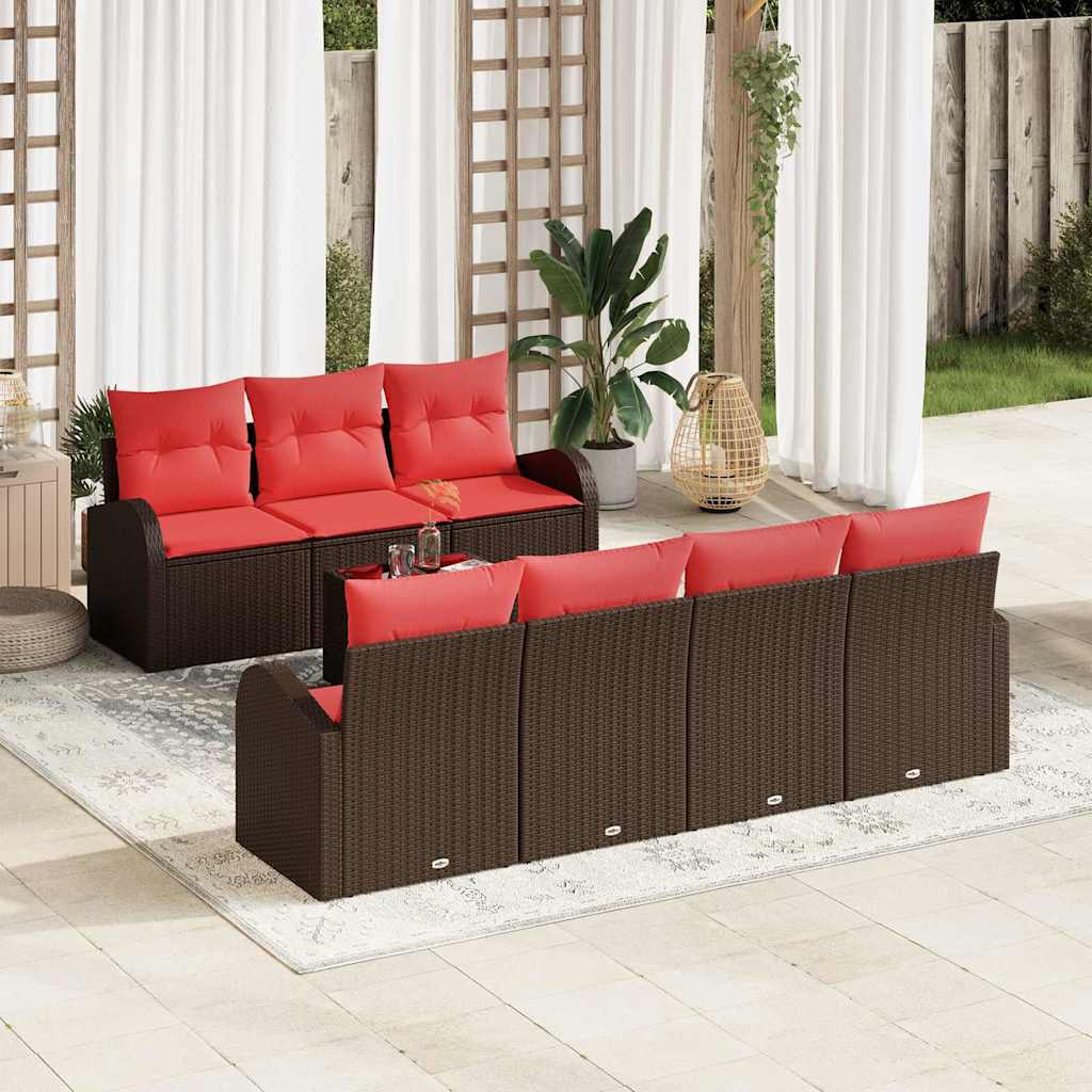 Bankstel 8 st 7-Aantal zitplaatsen Bruin en Rood Polyester