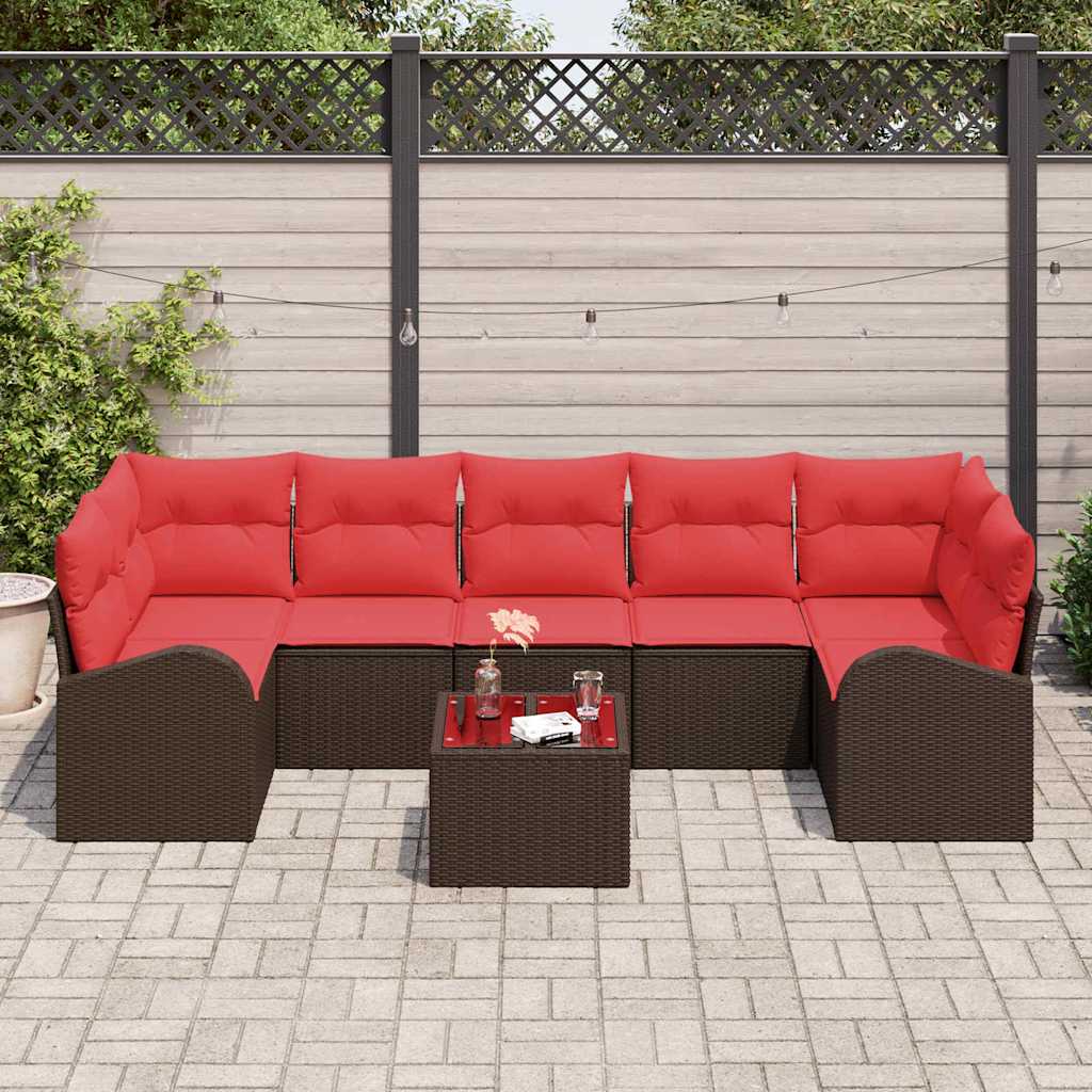 Tuin Sofa Set Bruin en Rood 55 x 55 x 37 cm poly rattan
