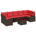 Tuin Sofa Set Bruin en Rood 55 x 55 x 37 cm poly rattan
