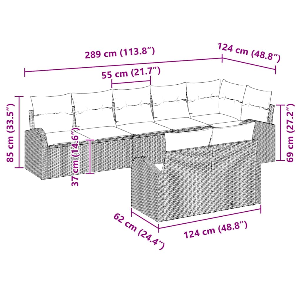 Tuin Sofa Set 8 st 8-Aantal zitplaatsen poly rattan