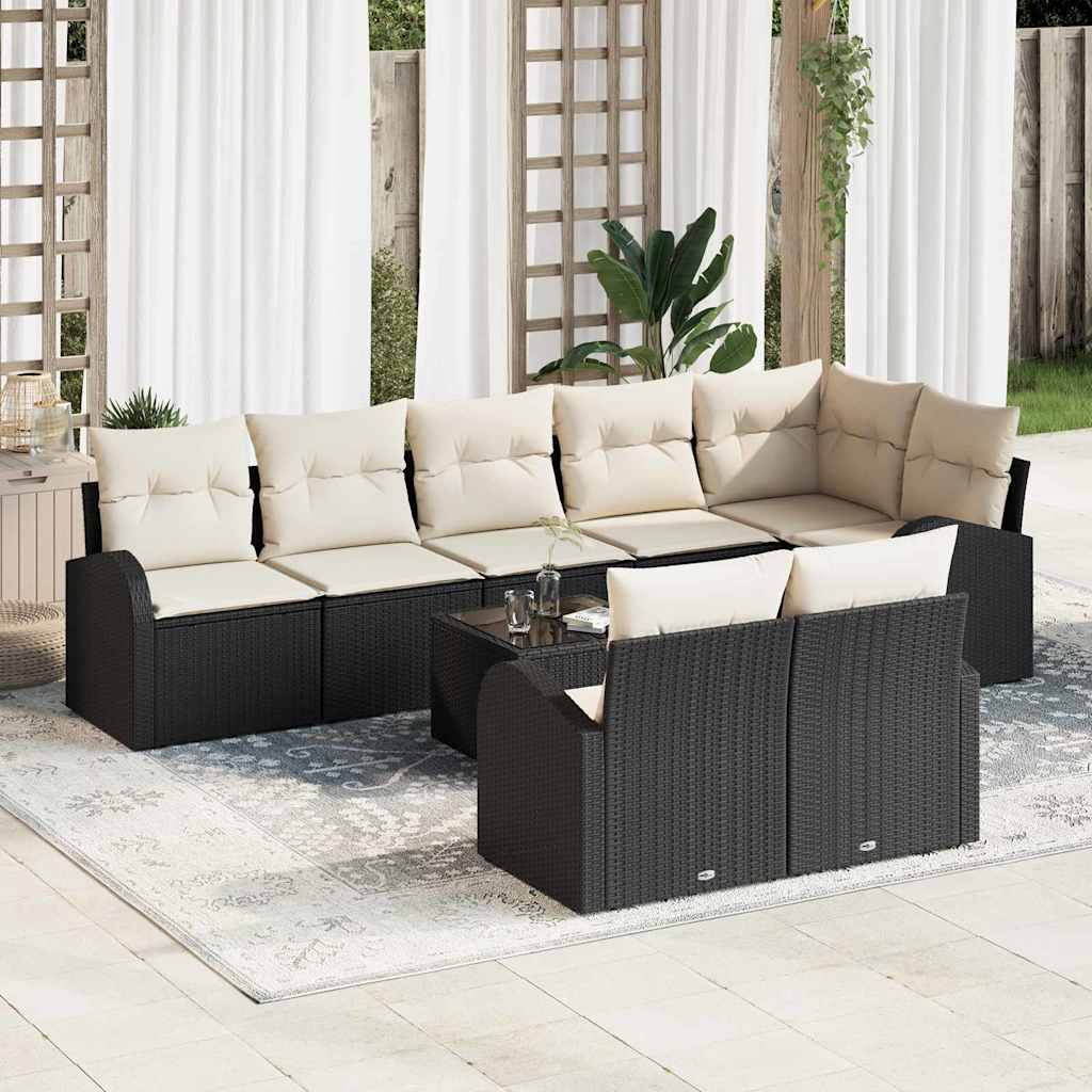 Tuin Sofa Set Zwart en Crème 55 x 55 x 37 cm poly rattan