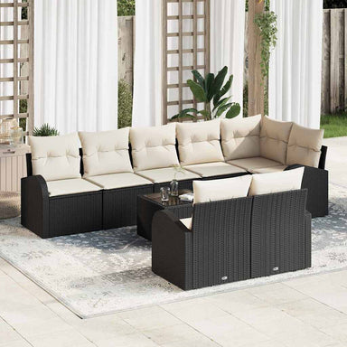 Tuin Sofa Set Zwart en Crème 55 x 55 x 37 cm poly rattan