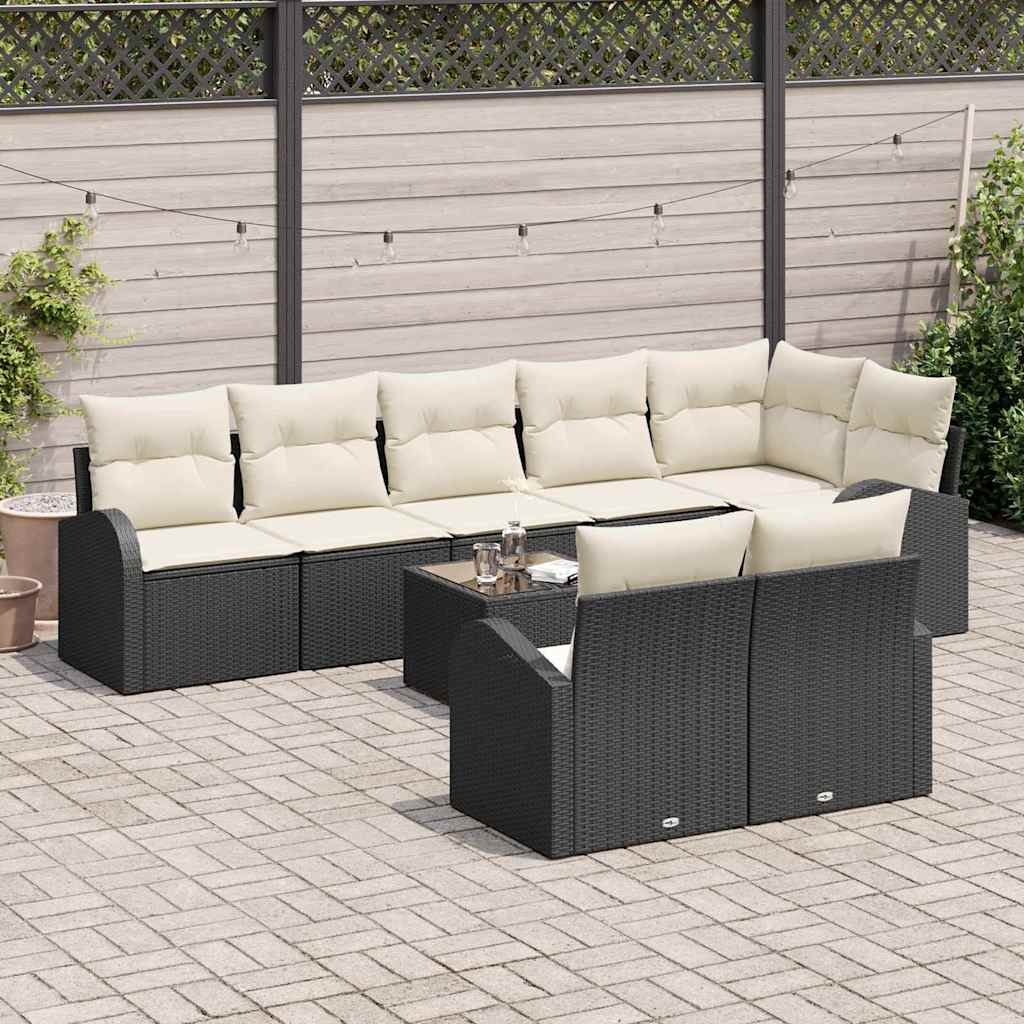 Tuin Sofa Set Zwart en Crème 55 x 55 x 37 cm poly rattan