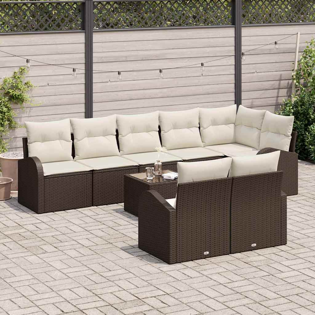 Tuin Sofa Set Bruin en Crème 55 x 55 x 37 cm poly rattan