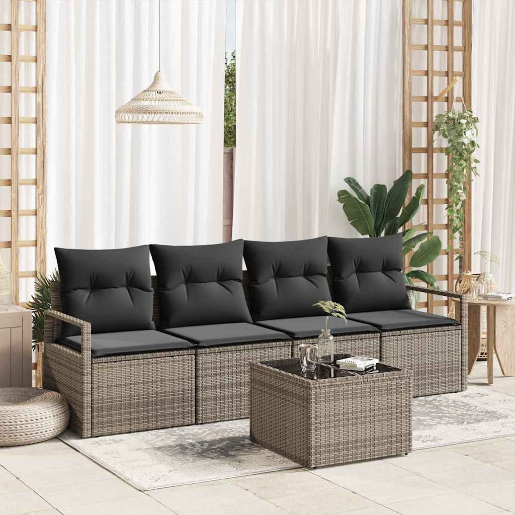 Bankstel 5 st 4-Aantal zitplaatsen Grijs poly rattan