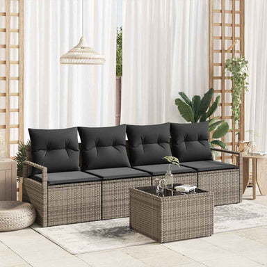 Bankstel 5 st 4-Aantal zitplaatsen Grijs poly rattan
