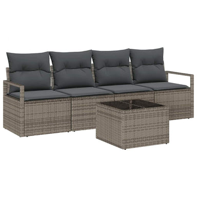 Bankstel 5 st 4-Aantal zitplaatsen Grijs poly rattan