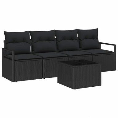 Bankstel 5 st 4-Aantal zitplaatsen Zwart poly rattan