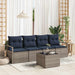 Bankstel 5 st 4-Aantal zitplaatsen Grijs en Blauw poly rattan