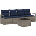 Bankstel 5 st 4-Aantal zitplaatsen Grijs en Blauw poly rattan