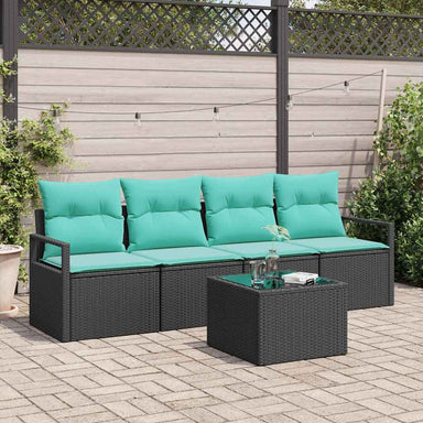 Bankstel 5 st 4-Aantal zitplaatsen Zwart en Turquoise