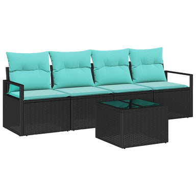 Bankstel 5 st 4-Aantal zitplaatsen Zwart en Turquoise