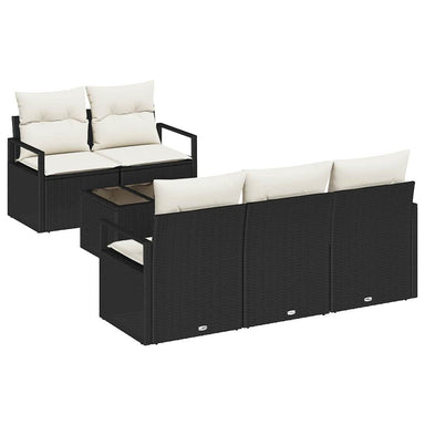 Bankstel 6 st 5-Aantal zitplaatsen Zwart en Crème poly rattan