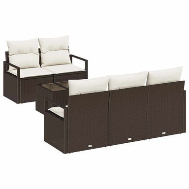 Bankstel 6 st 5-Aantal zitplaatsen Bruin en Crème poly rattan