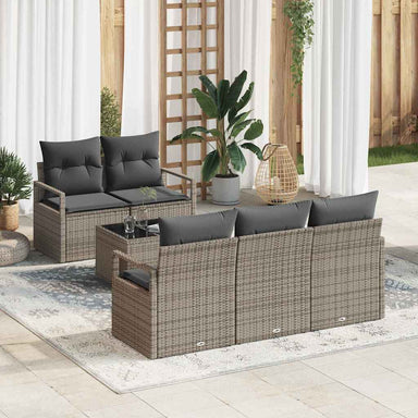 Bankstel 6 st 5-Aantal zitplaatsen Grijs poly rattan