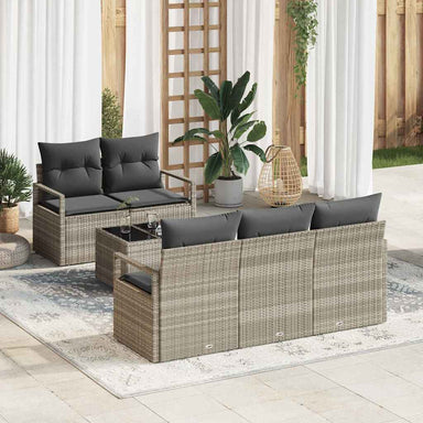 Bankstel 6 st 5-Aantal zitplaatsen Lichtgrijs poly rattan