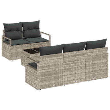 Bankstel 6 st 5-Aantal zitplaatsen Lichtgrijs poly rattan