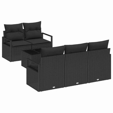 Bankstel 6 st 5-Aantal zitplaatsen Zwart poly rattan