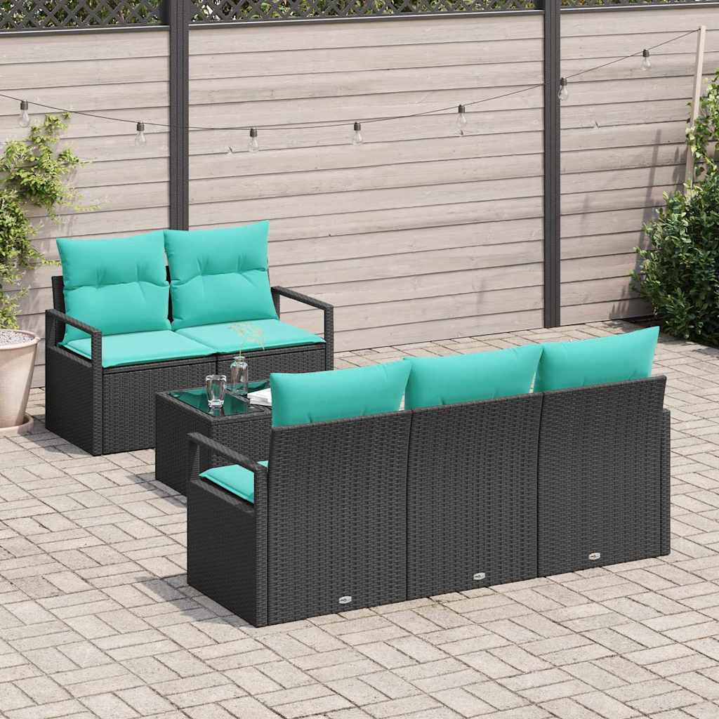 Bankstel 6 st 5-Aantal zitplaatsen Zwart en Turquoise