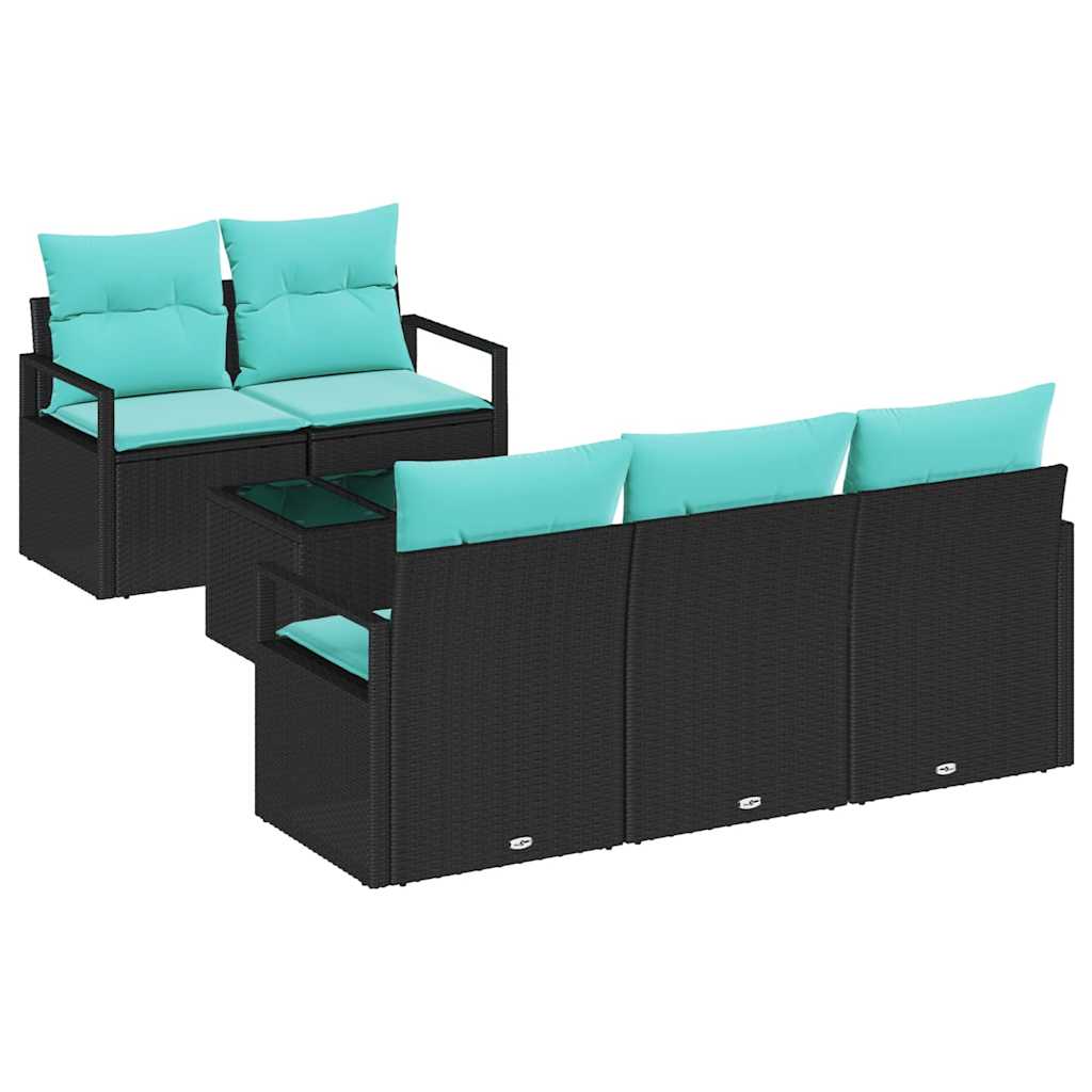 Bankstel 6 st 5-Aantal zitplaatsen Zwart en Turquoise